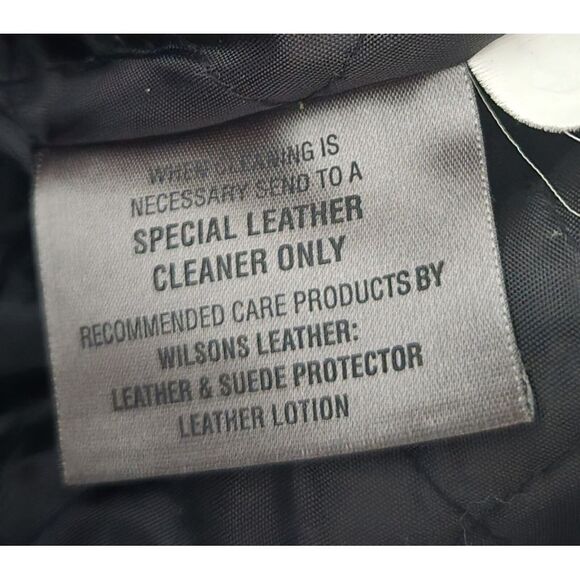 Men's Vintage Wilsons Zip-Up Black Leather Biker PUNK Jacket XL Cartoon Patches - Picture 5 of 16